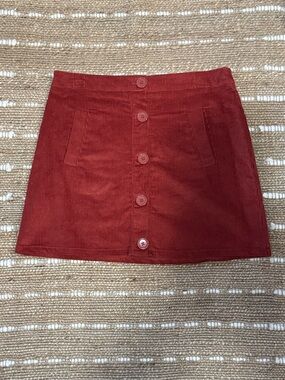 Ultra Flirt Corduroy Button-Front Skirt in Orange Size Large Heritage Preppy NWT